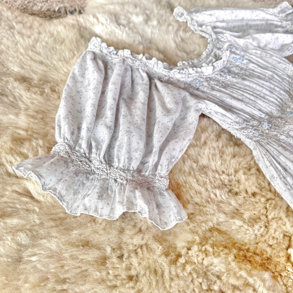 💋SOLD💋✨🩶❄️DÔEN ‘Rosen’ Embroidered Cotton Voile Azure Windswept Floral XS✨ - Picture 13 of 17